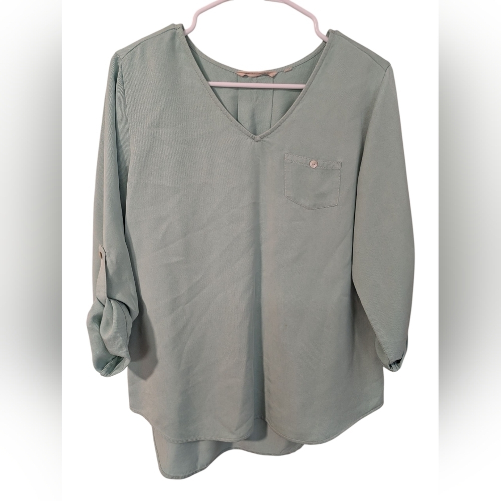 Soft Surroundings ,V-Neck Tunic - Light Green,Size M